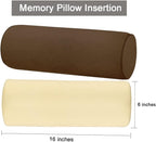 Memory Foam 16x6 Neck Pillow for Sleeping, Neck Pain Relief, Side Back Stomach Sleeper, Car or Office Chair Sofa,Support Pillow with Soft Velvet Pillowcase (Brown)