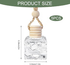5PCS Hanging Car Air Freshener, Car Air Freshener Diffuser, 8ml Hanging Essential Oil Diffuser Bottle, Auto Interior Cute Glass Empty Perfume Bottle Ornament for Most Vehicles (Water Cube)