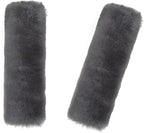 Soft & Cozy Australian Sheepskin Car Seat Belt Covers,2 Pack Fluffy Seatbelt Pads, Genunie Sheepskin Fur Shoulder Straps Cushions for Adults Kids Women and Men (Light Grey)