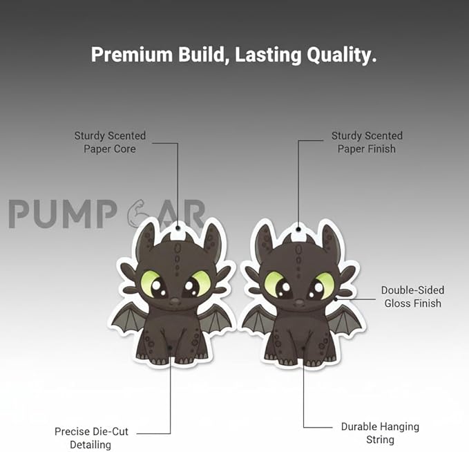 PumpCar 2 pieces toothless double-sided hanging cartoon cherry-scented funny car air freshener Cool hanging for rearview mirror Interior Accessories Gifts