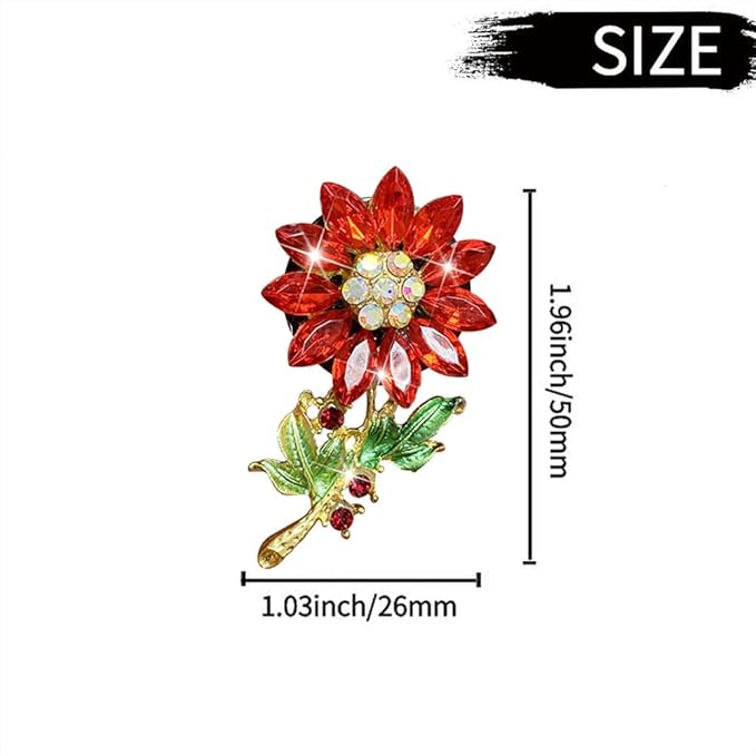 Bling Sunflower Air Vent Clips, Sunflower Car Air Fresheners Vent Clips Car Diffuser Diamond Car Decoration Rhinestone Car Interior Decor (Red)