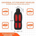 Skechers Memory Foam™ Car Seat Covers, Hexcomb Breathable Thick Seat Covers Two Front Seat Covers, Airbag Compatible, Automotive Comfort & Protection for Most Cars,Van,Trucks, SUVs (Red)