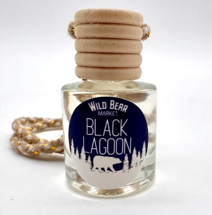 Black Lagoon Hanging Car Air Freshener Diffuser, Long Lasting Natural Fragrance Oil Car Freshener, Glass Bottle, Auto Air Deodorizer, Made in USA Toxin Free