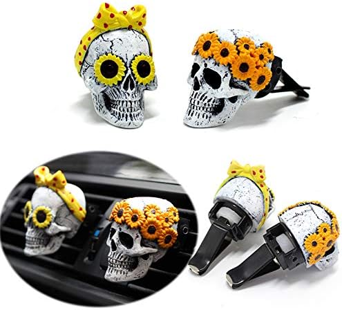Evil Skull Statue Car Air Outlet with Air Freshener, Car Interior Decor Funny Cute Ornament Christmas Birthday Gift for Men Women Boys Girls