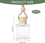 5PCS Hanging Car Air Freshener, Car Air Freshener Diffuser, 8ml Hanging Essential Oil Diffuser Bottle, Auto Interior Cute Glass Empty Perfume Bottle Ornament for Most Vehicles (Rectangle)
