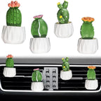 4 Pcs Cute Cactus Air Vent Perfume Clips, Resin Artificial Plant Succulents Car Air Fresheners Aromatherapy Clips, Car Interior Decoration Accessories, Gift for Men Women