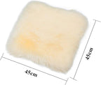Winter Warmth: Universal Sheepskin Seat Cushion Cover - Natural Wool, for Cars, Trucks, SUVs & Vans - Cozy & Stylish Driving Companion Front Beige Yellow