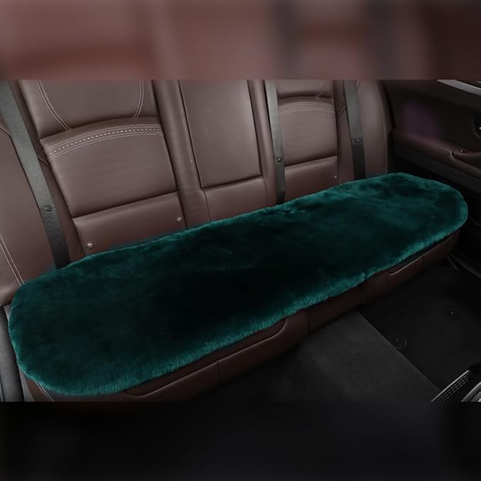 OGLAND Fluffy Genuine Australia Sheepskin Car Back Seat Cover for Auto Rear Interior Accessories Seat Cushion with Soft Fuzzy Wool Natural Fur Non-Slip (Alpine Green, Back)