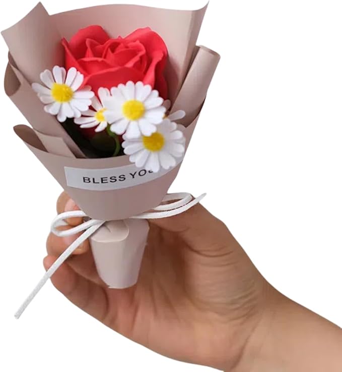 mosoo Cute Car Air Freshener Vent Clips - Flower Vent Clips with Magnetic Mini Dried Flower Bouquet, Dashboard Decor for Women, Car Decorations Interior & Wedding Gifts (Beige, 5.9 inches)