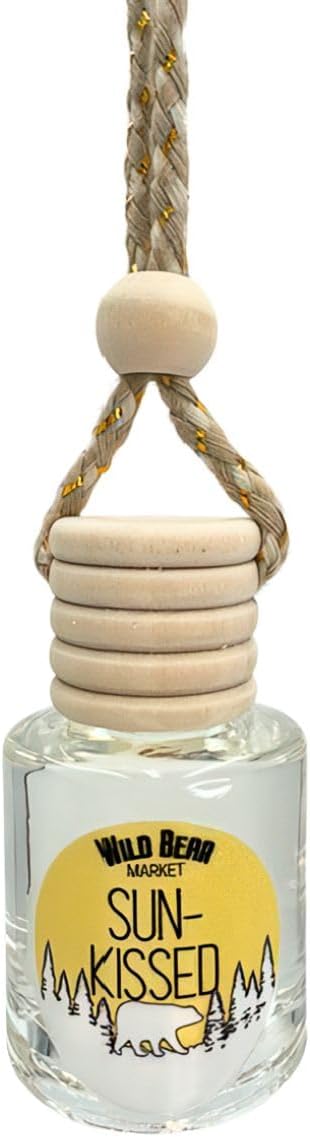 Sun-Kissed Hanging Car Air Freshener Diffuser, Long Lasting Natural Fragrance Oil Car Freshener, Glass Bottle, Auto Air Deodorizer, Made in USA Toxin Free
