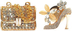 Car Decor Fresheners For Women Bling Car Accessories Air Outlet Decoration Bling For Women Aromatherapy Air Vent Clip Charm, air freshener High Heel Bag,Gold