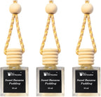 Gift Paradise® Sweet Banana Pudding Car Air Freshener Set of 3 – 10 ml Hanging Diffusers with Wooden Cap – Creamy Banana Vanilla Scent – Long-Lasting – Magnetic Gift Box