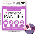 Emergency Panties 4in1 Kit = Seamless Underwear, Fresh Wipe & Liner Accidents Travel On-The-Go Toiletry Kit Plus Size fit 1X-3X Black Bikini