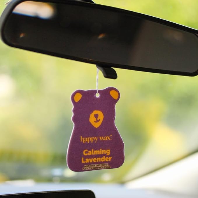 Happy Wax Relax and Refresh Mix Hanging Car Cub Air Fresheners Infused with Natural Essential Oils, 4 Ct. Variety Pack - Contains Calming Lavender, Fresh Cotton, Lemon, and Vanilla Sandalwood