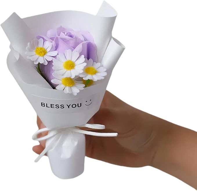 Cute Car Air Freshener Vent Clips - Flower Vent Clips with Magnetic Mini Dried Flower Bouquet, Dashboard Decor for Women, Car Decorations Interior & Wedding Gifts (white, 5.9 inches)