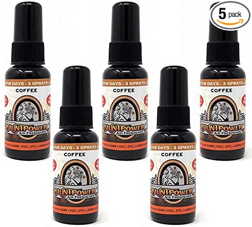 BluntPower (Coffee, 5 Pack) Concentrated Air Freshener - Premium Oil Based Air Freshener Spray For Home and Car - Long-Lasting Bathroom Spray, Car Freshener, & Odor Eliminator Spray