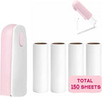 Mini Travel Lint Roller with 150 Sticky Sheets, Compact Portable Pet Hair Remover with Cover for Clothes, Travel, Small Foldable Lint Roller for Purse Car Bag Essentials (Pink)