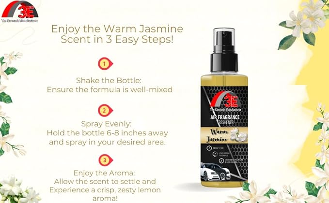 3E Car Air Freshener Concentrate – 64 oz – Professional Automotive Fragrance – Multiple Scents (Jasmine)