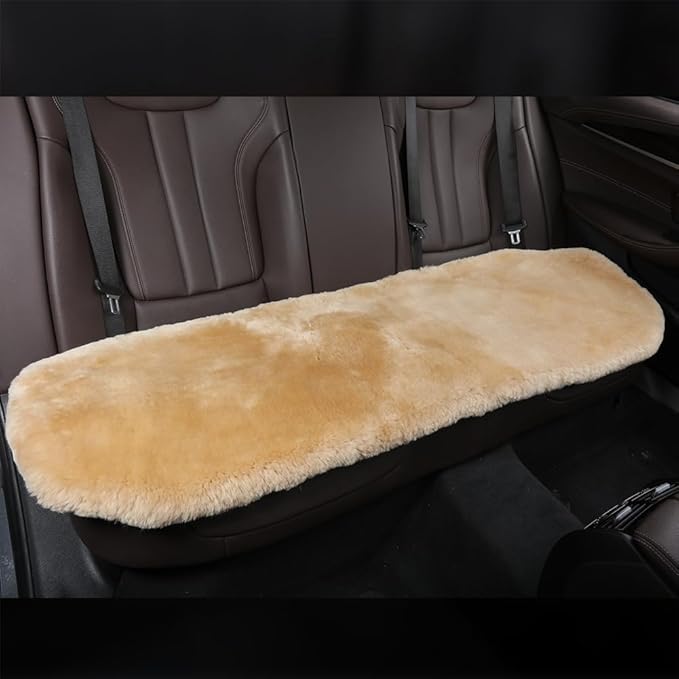 OGLAND Fluffy Genuine Australia Sheepskin Car Seat Cover for Auto Interior Accessories with Soft Fuzzy Wool Eco-Friendly Natural Fur Non-Slip (Honey Beige, Back)