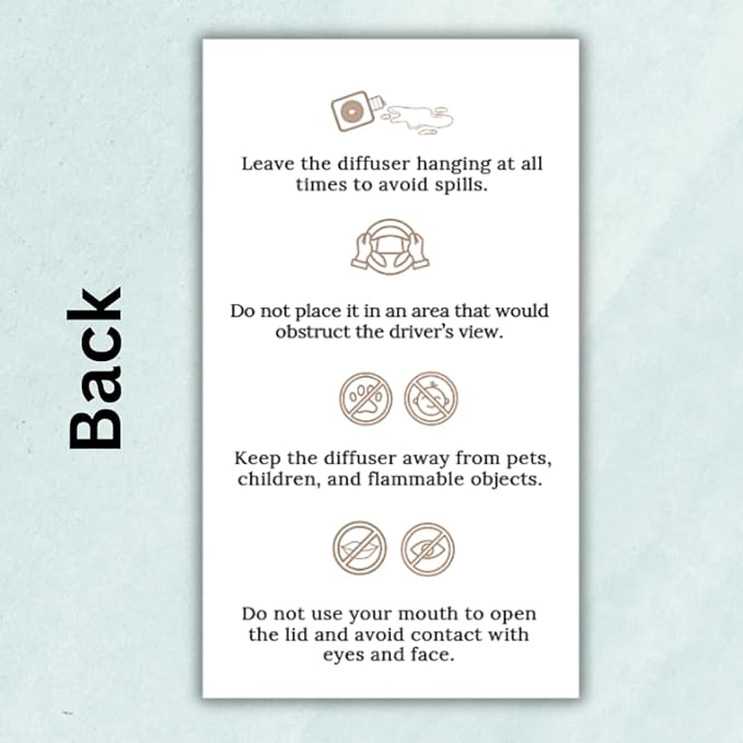 Car Diffuser Instruction Cards | 2" x 3.5" inch Business Card Size | Car Hanging Accessories Oil Bottles Instruction Card