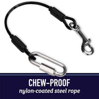 Leash Boss Dog Car Seat Belt Restraint - No-Chew Heavy Duty Car Seatbelt for Pets - 5 Sizes - Coated Steel Rope to Prevent Chewing (16 in) - Restraints for Dogs in Cars - Dog Seat Belt for Car