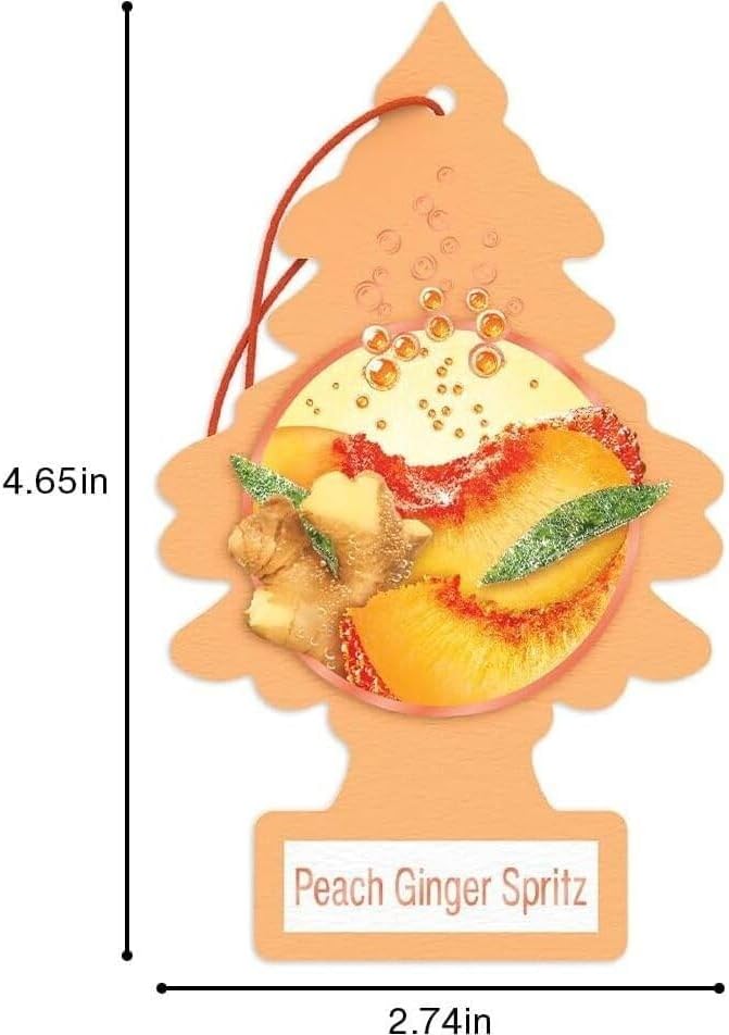 LITTLE TREES Car Air Freshener Hanging Tree Provides Long Lasting Scent for Auto & Home, Peach Ginger Spritz
