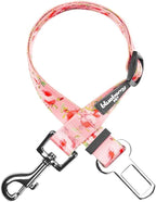 Blueberry Pet 8 Patterns Spring Scent Inspired Floral Rose Baby Pink Adjustable Dog Seat Belt Tether for Dogs Cats, Durable Safety Car Vehicle Seatbelts Leads Use with Harness
