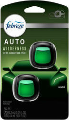 Febreze AUTO Air Freshener, Odor-Fighting Automotive Vent Clip, Scented Car Accessories, Long Lasting for Strong Odors, Wilderness Scent, 2 Count