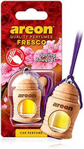 AREON Fresco Hanging Car Air Freshener - Diffuser in Wood Housing - Automotive Accessories & Essentials - Spring Bouquet Scent, Pack of 3