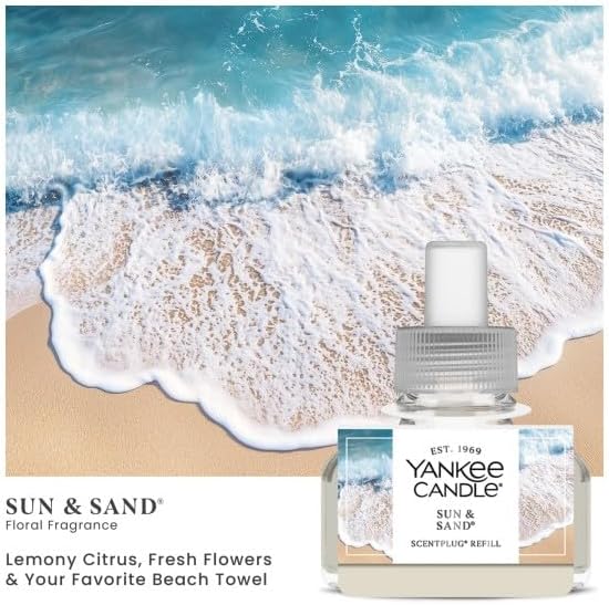 Yankee Candle ScentPlug Refill, Sun & Sand Tropical Citrus & Lavender, Home Air Freshener Plugin for Continuous Fragrance, Odor Neutralizing Scented Oil, 0.625 Ounce (Pack of 6)
