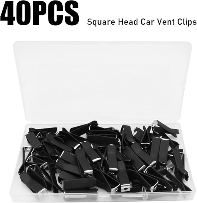 Dianrui 40PCS Black Square Head Car Vent Clips, 9mm Auto Air Conditioner Outlet, Air Freshener for Car Office Home