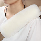 Soft & Cozy Australian Sheepskin Car Seat Belt Covers,2 Pack Fluffy Seatbelt Pads, Genunie Sheepskin Fur Shoulder Straps Cushions for Adults Kids Women and Men (Beige White)