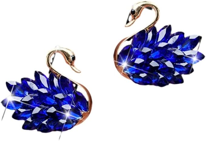 Katutude 2 Pcs Crystal Swan Car Air Vent Clips with Fragrance Tablets, Car Diffuser Air Freshener Vent Clips Air Conditioner Outlet Clip Charm Bling Car Interior Decoration, Blue