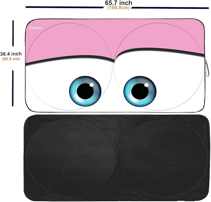Gven Truck Windshield Sun Shade for Car Windshield Cover Interior Front Window Shades Sun Visor Protector Blocks UV Rays Must-Have Truck Accessories for Pickup, SUV, Sedan, Van, Bonneville (Pink, XL)