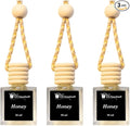 Gift Paradise® Honey Car Freshener Set – 3 Pack 10ml Hanging Air Fresheners with Wooden Lid – Spring Summer Auto & Home Fragrance Diffuser for Car Mirror – Velvet Gift Bag Included