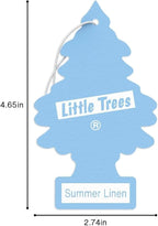 Little Trees Cardboard Hanging Car, Home & Office Air Freshener, Summer Linen (Pack of 24)