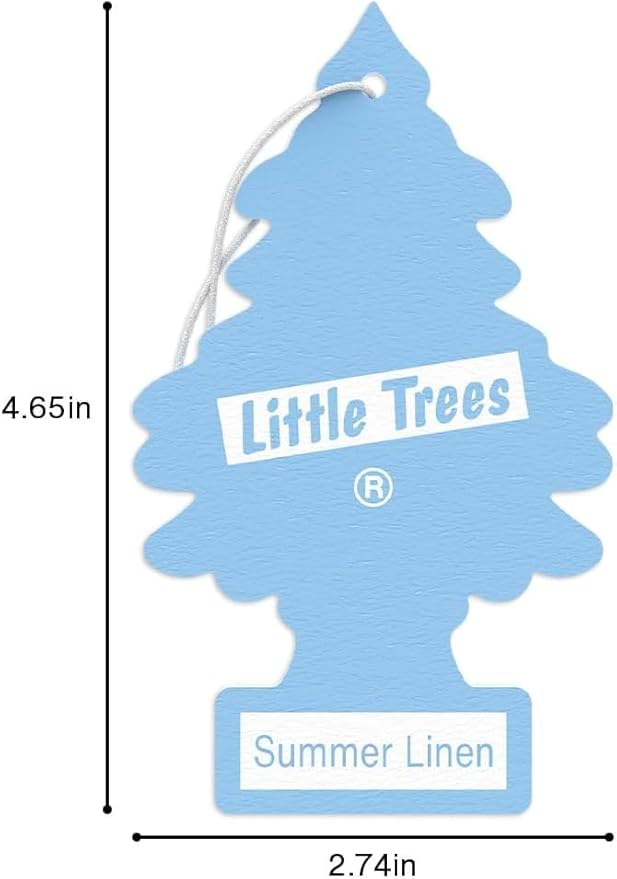Little Trees Cardboard Hanging Car, Home & Office Air Freshener, Summer Linen (Pack of 24)
