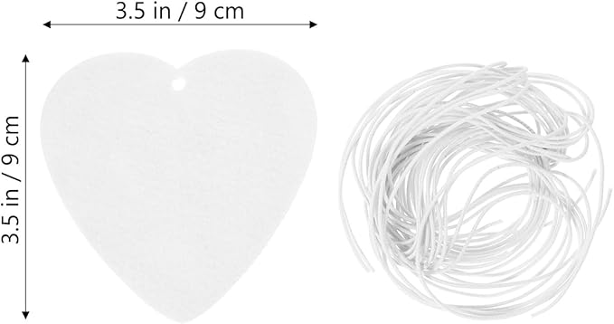 LIFKOME 50 Pcs Heart Shape Sublimation Felt Air Freshener Blanks with Elastic Straps for Diy Car Vent and Home Decoration 3.54 Inch
