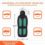 Skechers Memory Foam™ Car Seat Covers, Hexcomb Breathable Thick Seat Covers Two Front Seat Covers, Airbag Compatible, Automotive Comfort & Protection for Most Cars,Van,Trucks, SUVs (Green,Two Front)