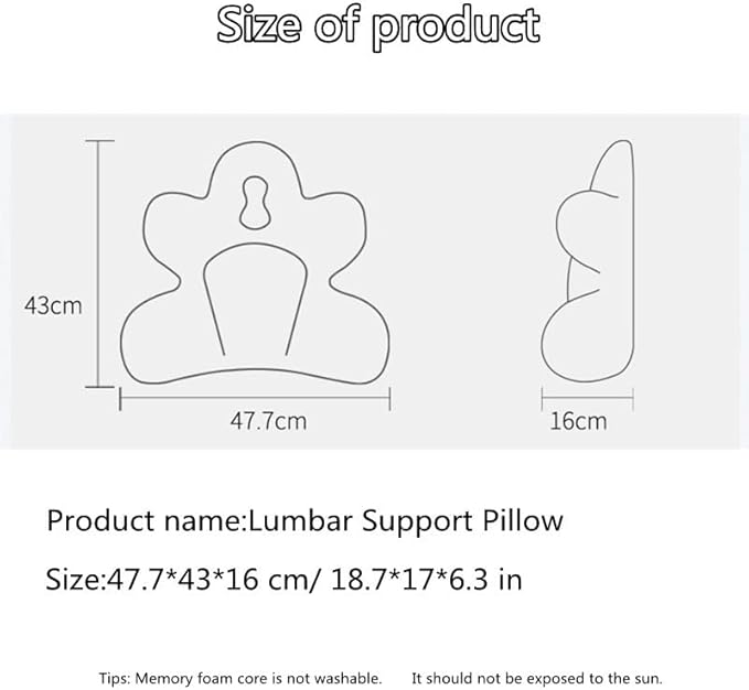Lumbar Support Pillow for Office Chair, Back Pillow Lumbar Support for Car, Chair, Sofa - Improve Lower Back Pain Relief & Sitting Posture, Memory Foam Back Cushion for Long Sitting (Green)
