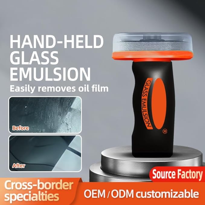 Glass Oil Film Remover for Car,Glass Guard Cleaner,Powerful Emulsion Oil Film Remover with Hydrophobic Anti-Fog Coating,Window and Windshield Cleaning Tool with Board for Car and Home Use (1PCS)