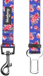 Blueberry Pet 8 Patterns Spring Scent Inspired Rose Print Irish Blue Adjustable Dog Seat Belt Tether for Dogs Cats, Durable Safety Car Vehicle Seatbelts Leads Use with Harness