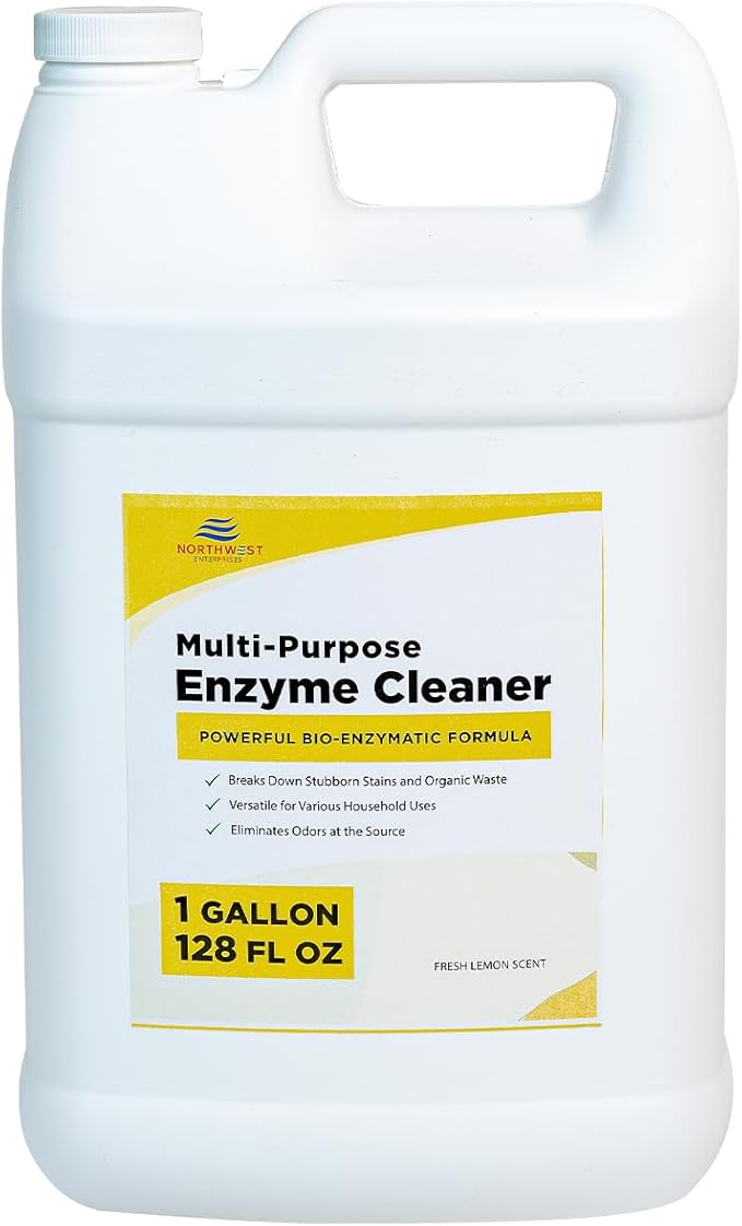 NORTHWEST ENTERPRISES Multi-Purpose Enzyme Cleaner - Household and Commercial Pets Cat Dog Urine and Poop - Enzymatic Cleaner, Fresh Lemon Scent (1 Gallon)
