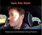 Car Neck Support Pillow for Driving, Car Seat Headrest Pillow with Soft Memory Foam (Red)