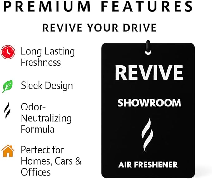 Premium Hanging Car Air Fresheners, Showroom-New Car Scent, 3-Pack, Long-Lasting & Odor Eliminating, Modern Design