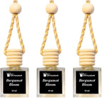 Gift Paradise® Luxury Bergamot Bloom Car Air Freshener Set of 3(10 ml) Hanging Glass Diffusers with wooden Cap, Citrus Floral Fragrance for Car, Home & Office, Long-Lasting – Premium Magnetic Gift Box