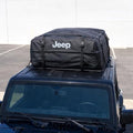 SR1 Performance USA Waterproof Rooftop Cargo Bag – Car Roof Carrier for Cars/SUVs with/Without Rack, Includes Non-Slip Mat, Heavy-Duty Straps, Lock for Secure Travel Storage (15 Cubic Feet, Jeep Logo)