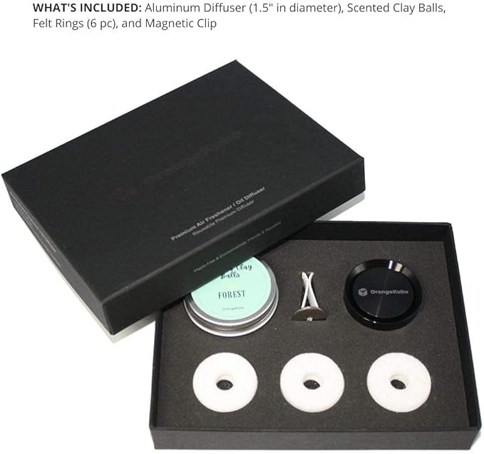 [Aluminum] Premium Air Freshener (Black) - Essential Oil Diffuser, Scented Clay Balls, Customizable Scent Pads, Aluminum Diffuser - Perfect Air Freshener for Car and Home