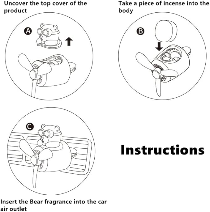DAYUJIAN Cute Car Diffuser - Rotating Propeller Air Outlet Vent Fresheners, Aromatherapy Ornament, Air Freshener for Cars