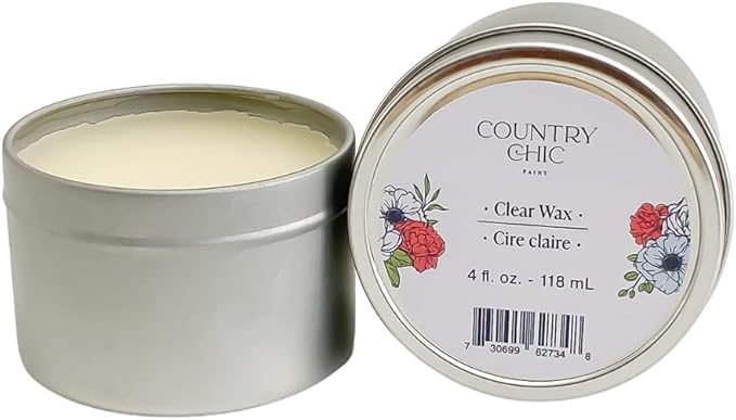 Furniture Wax - 100% Natural Sealant for Chalk Furniture Paint or Raw Wood, Light Protection, Easy to Apply, No Odor, Eco-Friendly - 7 Color Choices - Clear (4 oz)